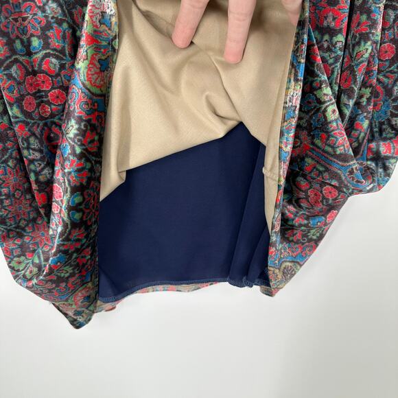 Judith March Arabian Night Velvet Printed Bell Sleeve Skater USA Made Dress Sml - Picture 3 of 6